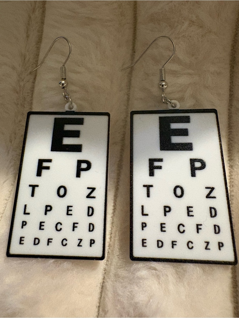 White Eye Chart Design Tablet Accessory Earrings